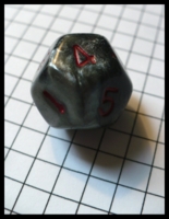 Dice : Dice - 12D - Grey Pearl Swirl With Red Numerals